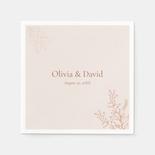 Minimal Terracotta Botanical Wedding Napkin (Front)