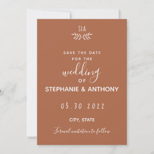 Minimal Terracotta Branch Calligraphy  Wedding   Save The Date