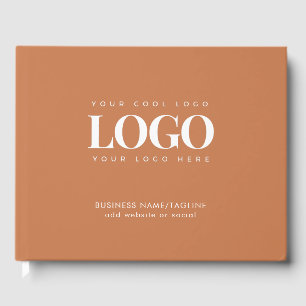 Minimal Terracotta Business Company Custom Logo Guest Book