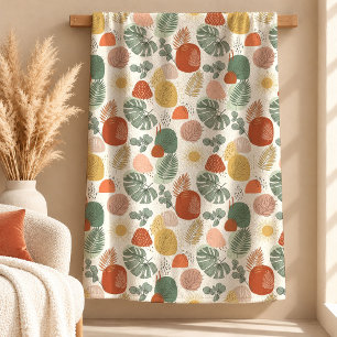 Minimal Terracotta Copper Boho Leaves Blanket Art
