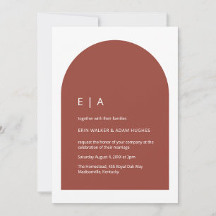 Minimal Terracotta Modern Arch Wedding Invitation
