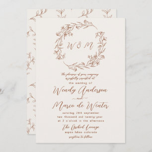 Minimal Terracotta Rust Boho Botanical Wedding Invitation
