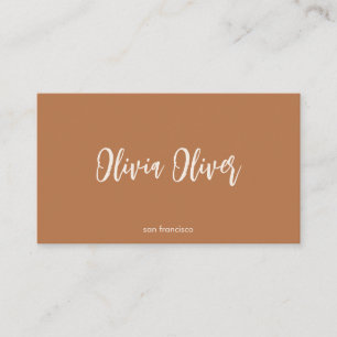 Minimal Terracotta Script Calligraphy Boho Modern Business Card