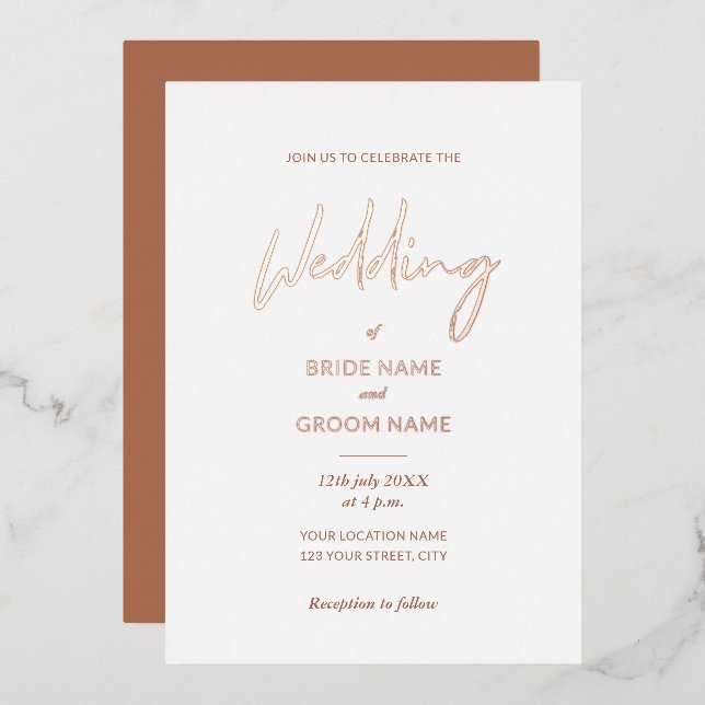 Minimal Terracotta Script Wedding  (Front/Back)