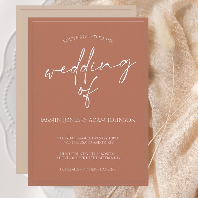 Minimal Terracotta Script Wedding Invitation (Creator Uploaded)