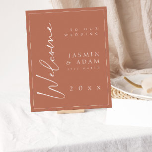 Minimal Terracotta Script Wedding Welcome Sign