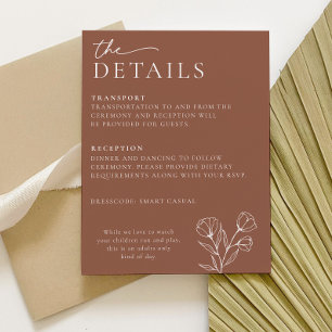Minimal Terracotta Wedding Details Card PEYTON