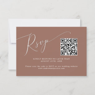 Minimal Terracotta Wedding QR Code RSVP Card