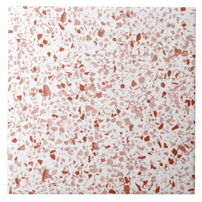 Minimal Terracotta White Terrazzo Stone Pattern Tile (Front)