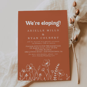Minimal Terracotta Wildflower Elopement Reception Invitation