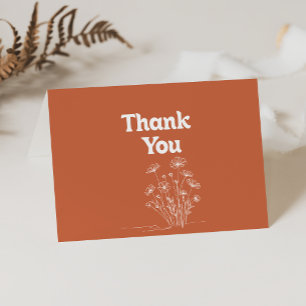 Minimal Terracotta Wildflower Folded Wedding Thank You Card