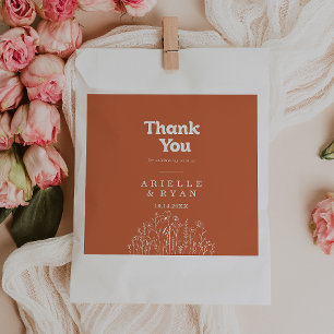 Minimal Terracotta Wildflower Thank You Wedding Favour Bags