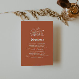 Minimal Terracotta Wildflower Wedding Directions Enclosure Card