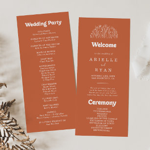 Minimal Terracotta Wildflower Wedding Program Programme