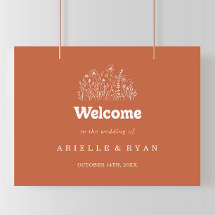 Minimal Terracotta Wildflower Wedding Welcome Sign