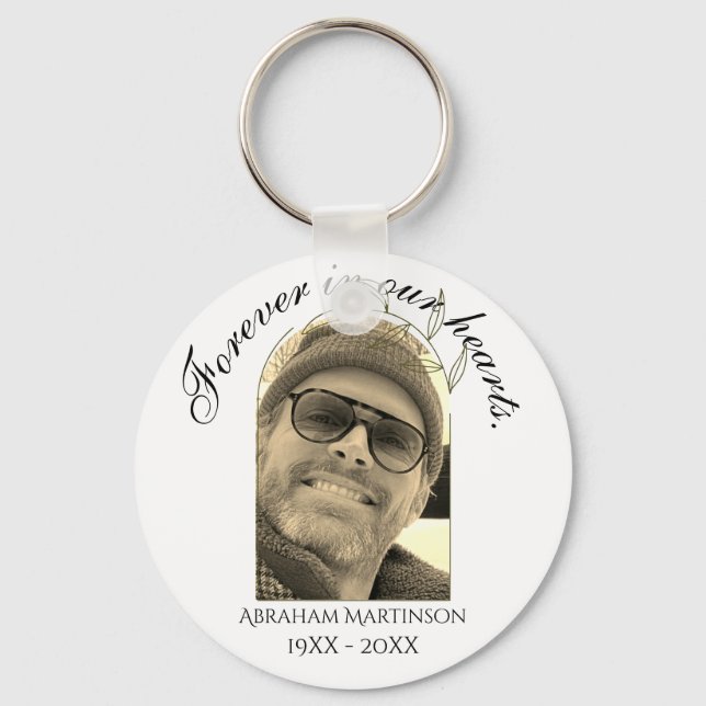 Minimal Text In Loving Memory Keepsake Keychain (Front)