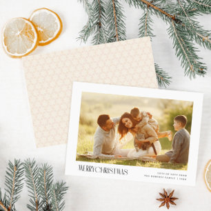 minimal text merry christmas photo greeting card