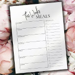 Minimal Text Weekly Meal Planner<br><div class="desc">Minimal text script meal planner with a grocery list where you can note down your shopping needs. The minimal meal planner comes with a note area in the back where you can add extra reminders or things you don't wanna miss. Meal Planning is a healthy and beneficial method of mapping...</div>