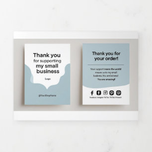 Minimal Thank You For Supporting My Small Busines Tri-Fold Card