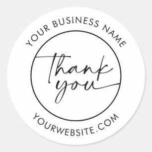 Minimal Thank You Handwritten Script Business Classic Round Sticker