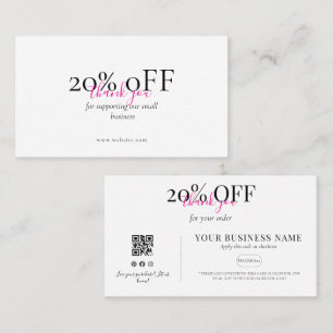 Minimal Thank You QR Discount Card Blush Pink