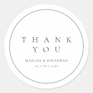 Minimal Thank You Wedding Classic Round Sticker
