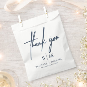 Minimal Thank You Wedding Dusty Navy Blue Favour Bags