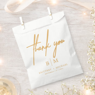Minimal Thank You Wedding Mustard Yellow Favour Bags