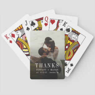 Minimal Thanks Wedding Photo Couples Template Playing Cards