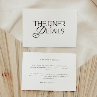 Minimal "The Finer Details" Black & White Wedding Enclosure Card