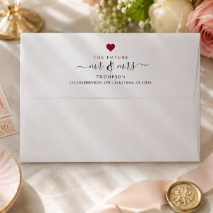 Minimal The Future Mr and Mrs Red Heart Wedding Envelope