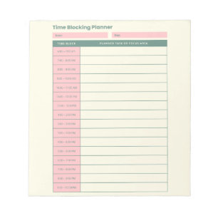 Minimal Time Blocking Planner Pink Layout Notepad