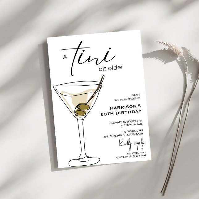 Minimal 'tini bit older! Cocktail Birthday Party Invitation (Creator Uploaded)