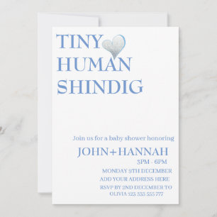 Minimal Tiny Human Shindig Funny Co-ed Baby Shower Invitation