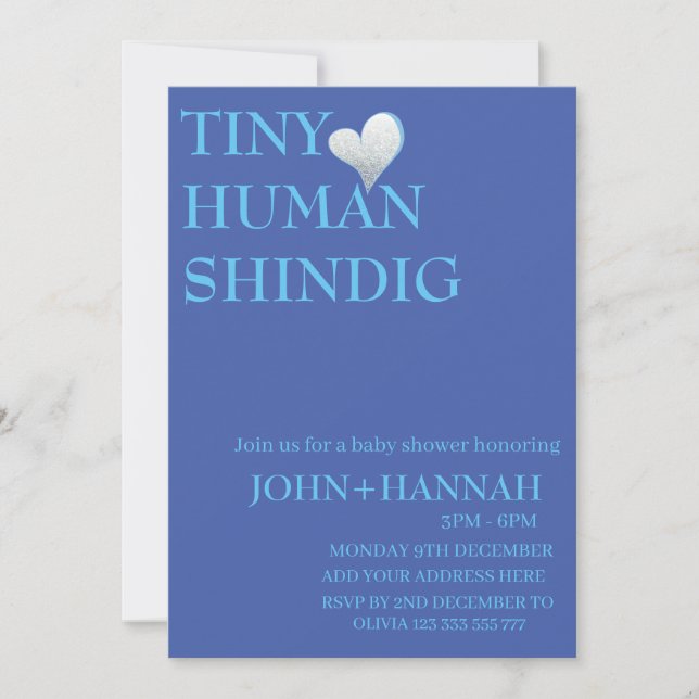 Minimal Tiny Human Shindig Funny Co-ed Baby Shower Invitation (Front)