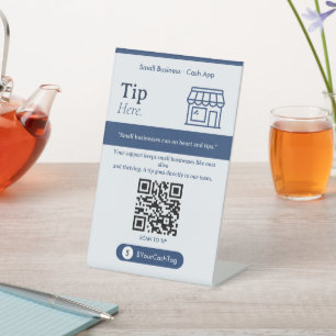 Minimal Tip Here QR Code Sign   Cash App Tips