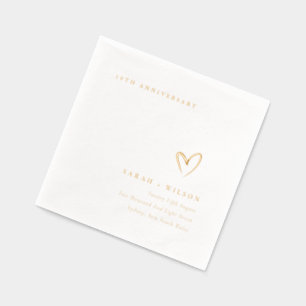 Minimal Topography Heart Wedding Anniversary Foil Napkins