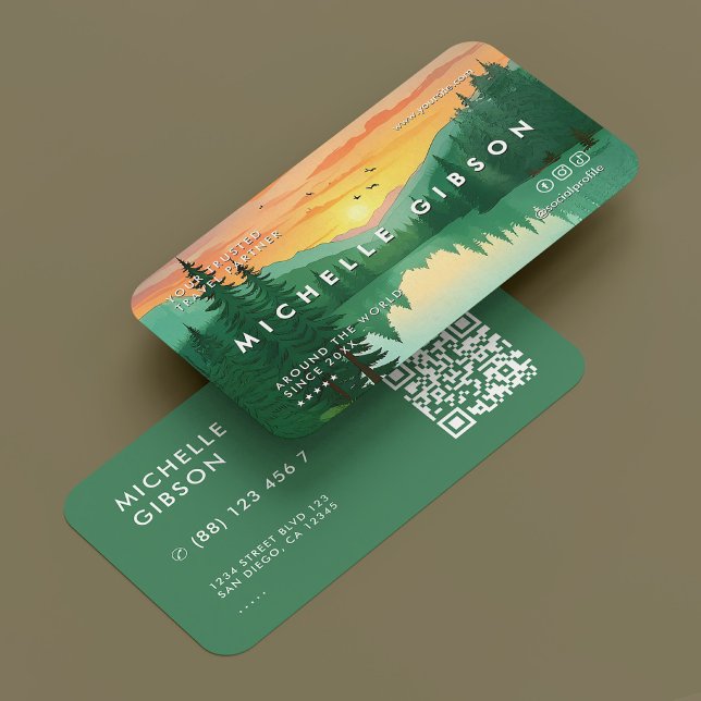 Minimal Travel Planner Tour Guide Hiking Camp  Business Card (Minimal Travel Planner Tour Guide Mountain Camp Business Card
)