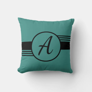 Minimal Trendy Blue Monogram Initial Cushion
