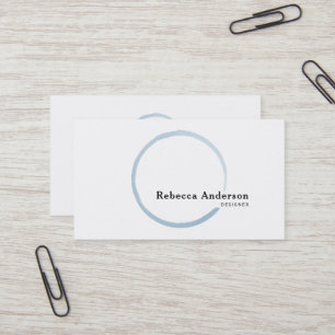Minimal Trendy Blue Watercolor Circle Business Card