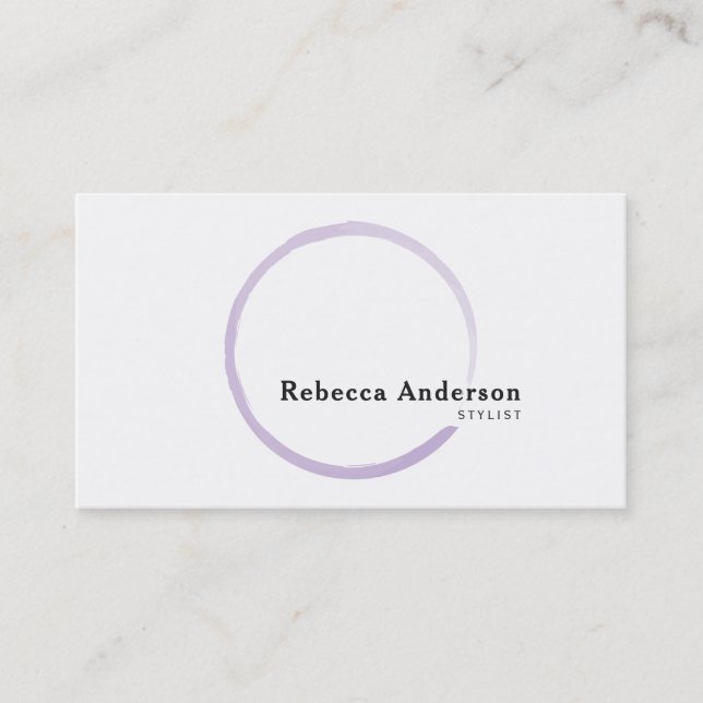 Minimal Trendy Purple Watercolor Circle Business Card (Front)