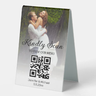 minimal trendy qr code wedding menu photo