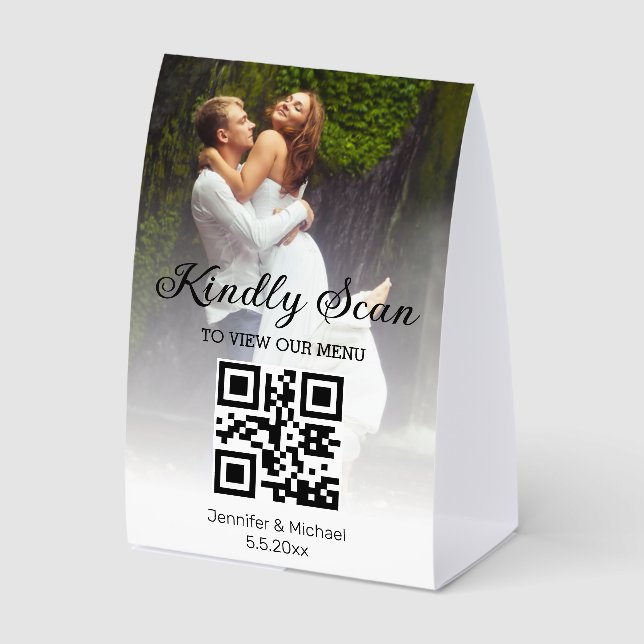  minimal trendy qr code wedding menu photo (Front)