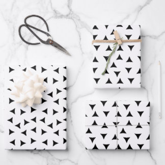 Minimal Triangle Pattern | Black and White Geometr Wrapping Paper Sheet