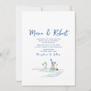 Minimal Tropical Beach Wedding Invitation