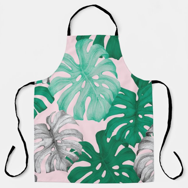 Minimal Tropical Monstera Duo-Tone Apron (Front)