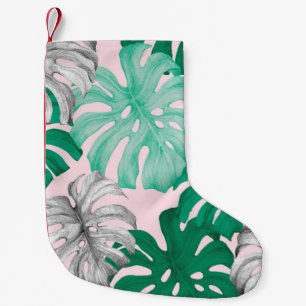 Minimal Tropical Monstera Duo-Tone Small Christmas Stocking