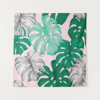 Minimal Tropical Monstera Duo-Tone Tapestry