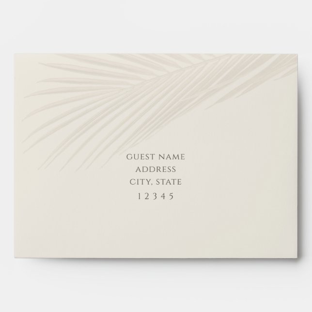 Minimal Tropical Palm Leaf Boho Beach Wedding  Envelope (Front)