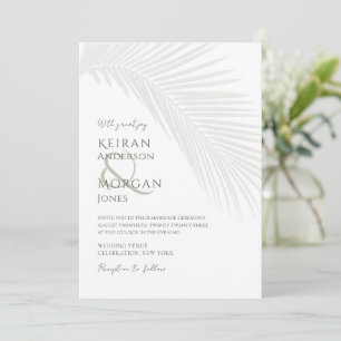 Minimal Tropical Palm Leaf Boho Beach Wedding Invitation